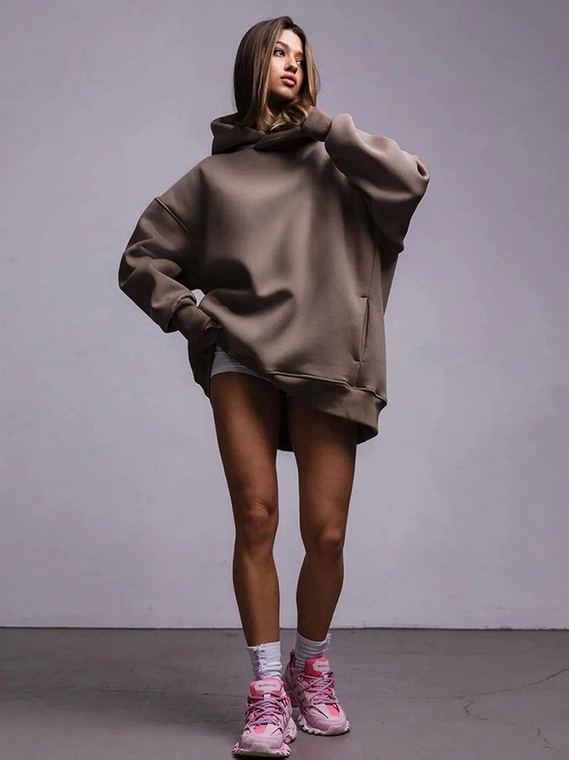 DGLUKE зимние плотные флисовые толстовки свободные повседневные унисекс с длинным