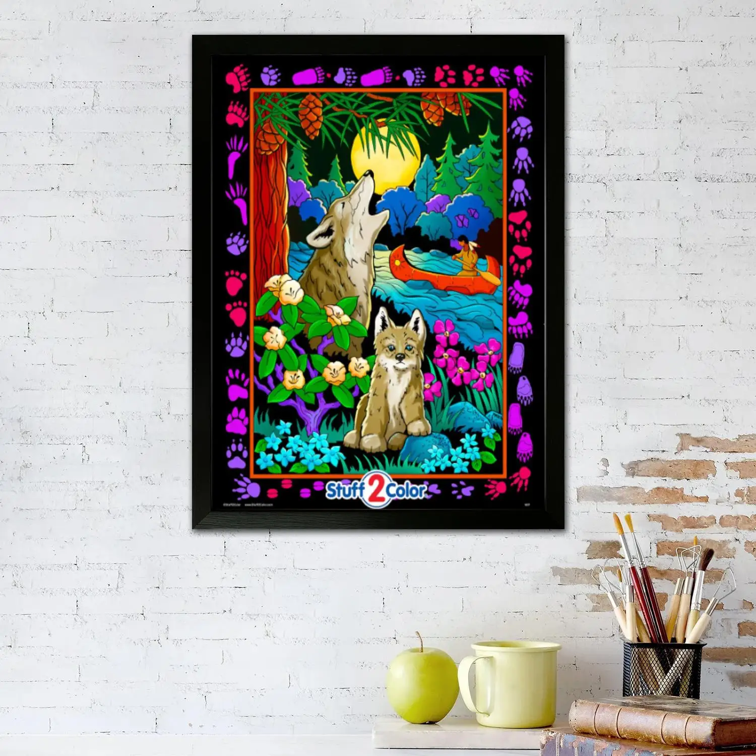 Раскраска волком холст художественный постер и настенное искусство печать с