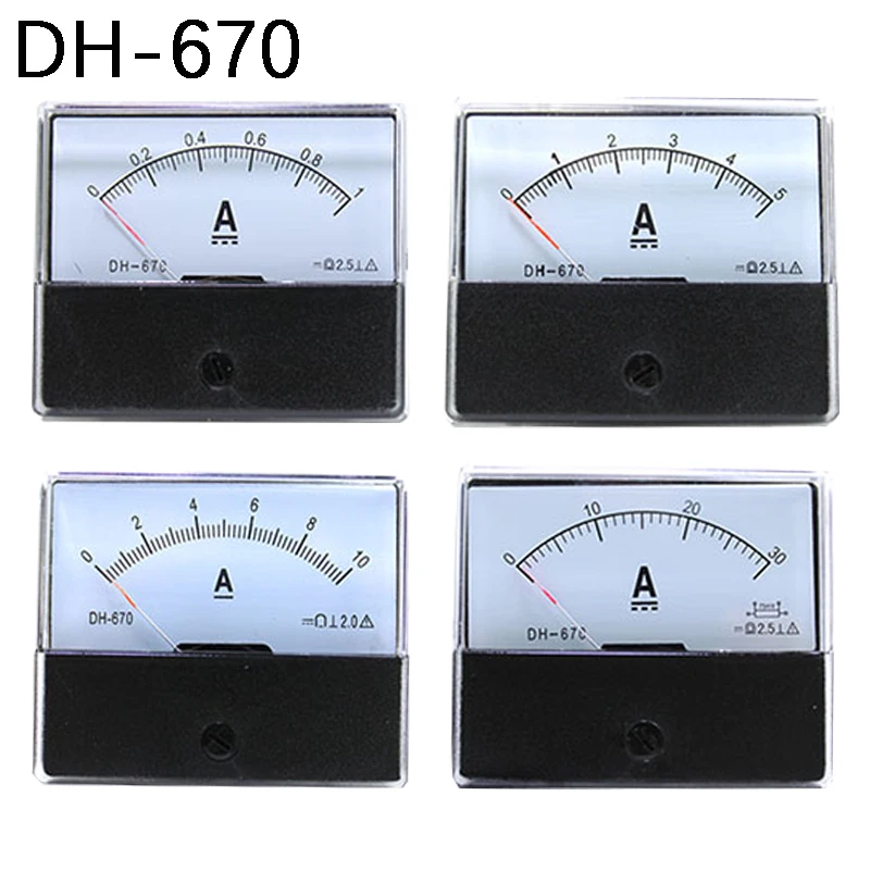 Anlog Amp Meter DH-670 DC Ammeter Gauge Current Meter Panel Ampere Meter Current Tester dc amp meter DC1A2A3A5A1015A2030A50A100A