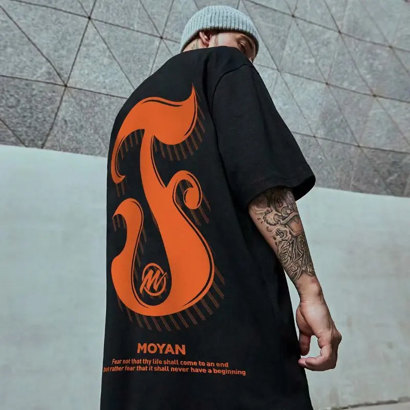 

Tide oversize short sleeve T-shirt male fat guy 8XL tide brand trend plus size loose fat half sleeve in Europe and America