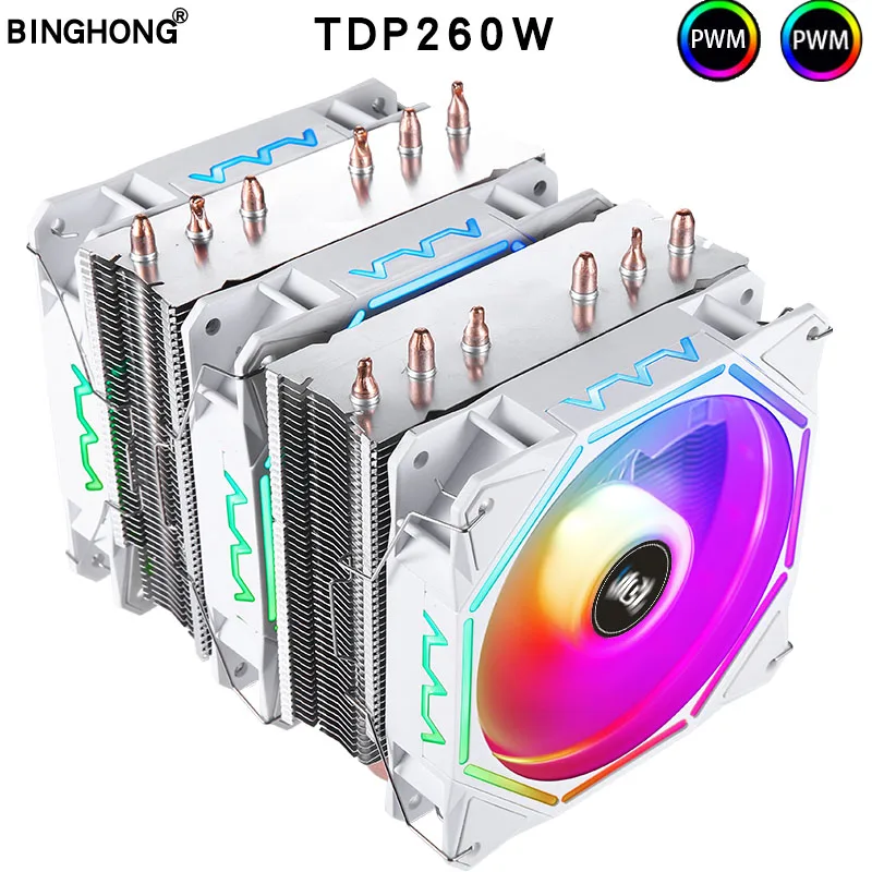 CPU Cooler high Performance 120MM Dual Tower 6 heat pipes ARGB+PWM fan For 115X 1200 1700 1356 1366 X99 2011 AM4CPU cooling  fan