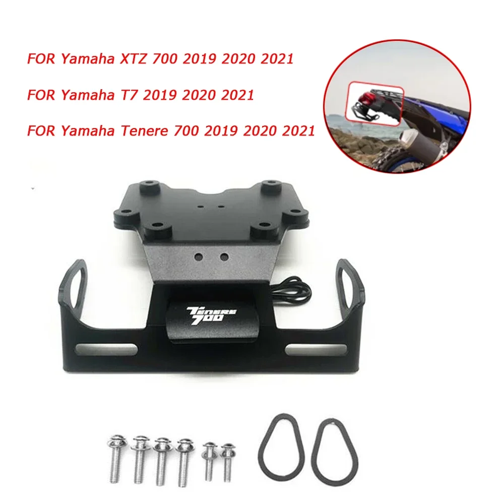 

For YAMAHA Tenere 700 XTZ700 T7 2019-2022 Motorcycle anti vibration mudguard LED light license plate holder