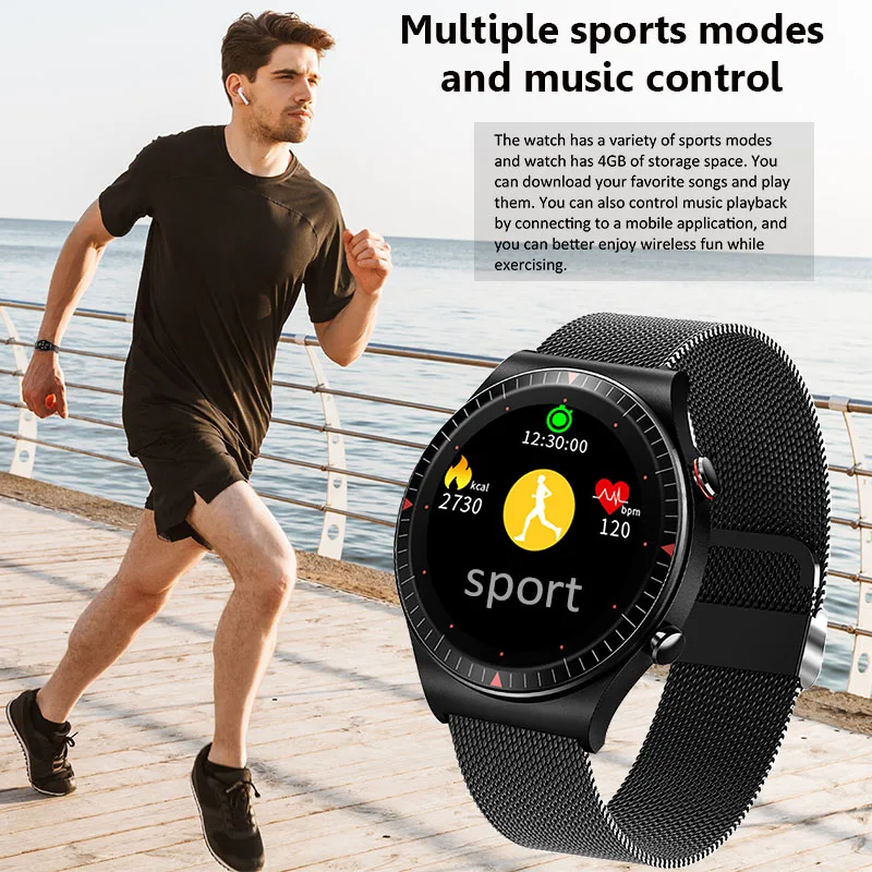 2022 new bluetooth call smart watch 4g rom male local music heart rate fitness tracker smartwatch for huawei gt2pro xiaomi phone free global shipping