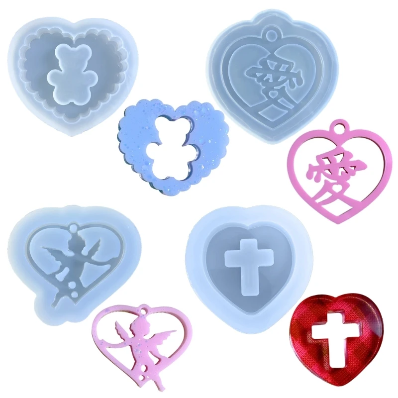 

R3MC Silicone DIY Keychain Molds Clay Moulds Jewelry Making Tools Heart Shape for Kid