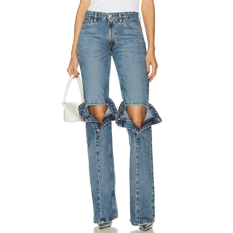 

Женские джинсы, Новинка осени 2023, корейские модные маленькие расклешенные джинсы с прострочкой на ногах, высококачественные брюки из натурального хлопка y2k