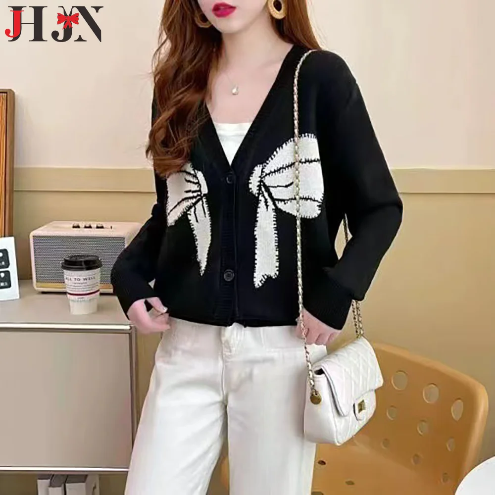 Свитер с v-образным вырезом и милыми пуговицами женский модный вязаный кардиган