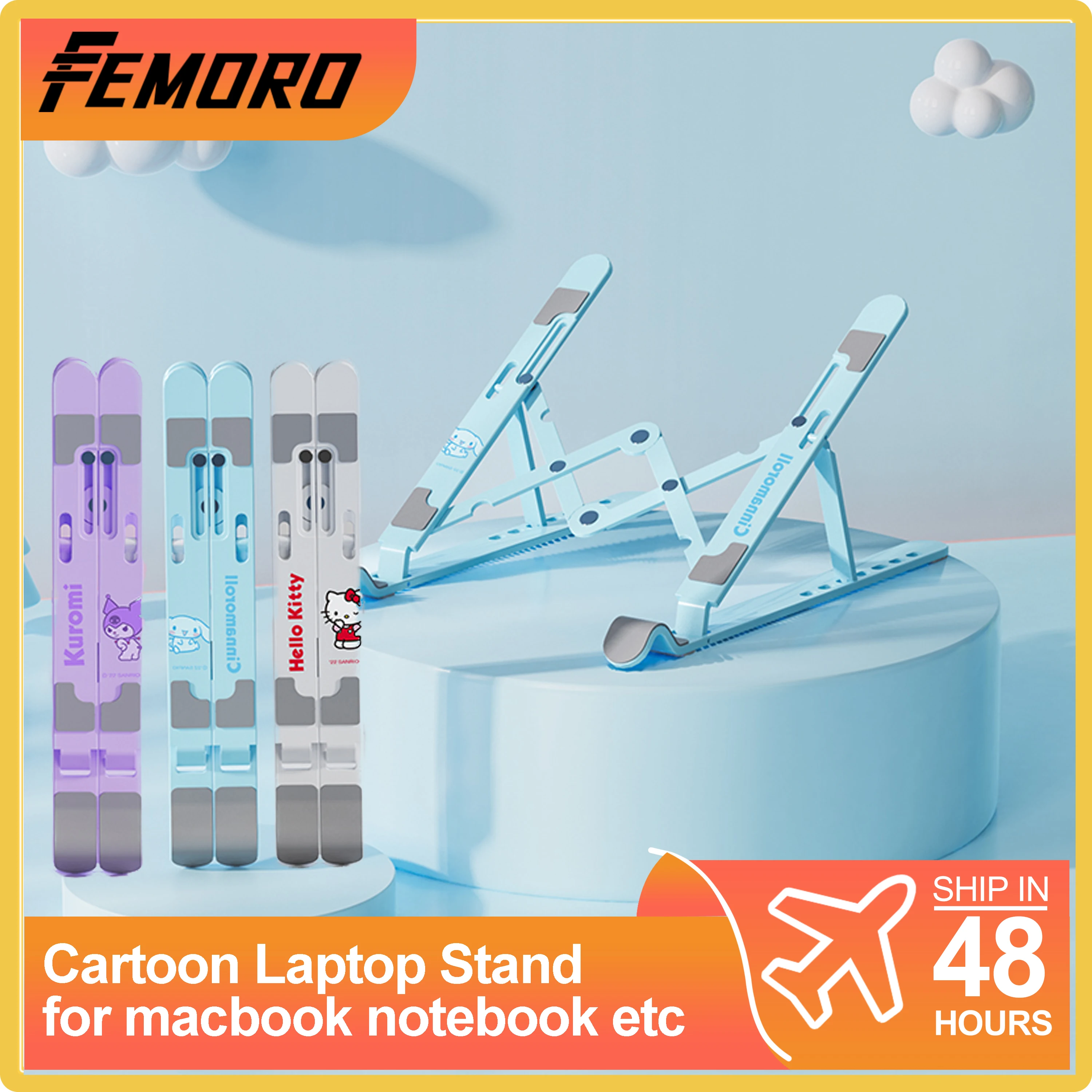 

Femoro Cartoon Laptop Stand Laptop Holder For Macbook Air IPad Riser Stand Adjustable Foldable Portable Notebook 10-15.6 Inch