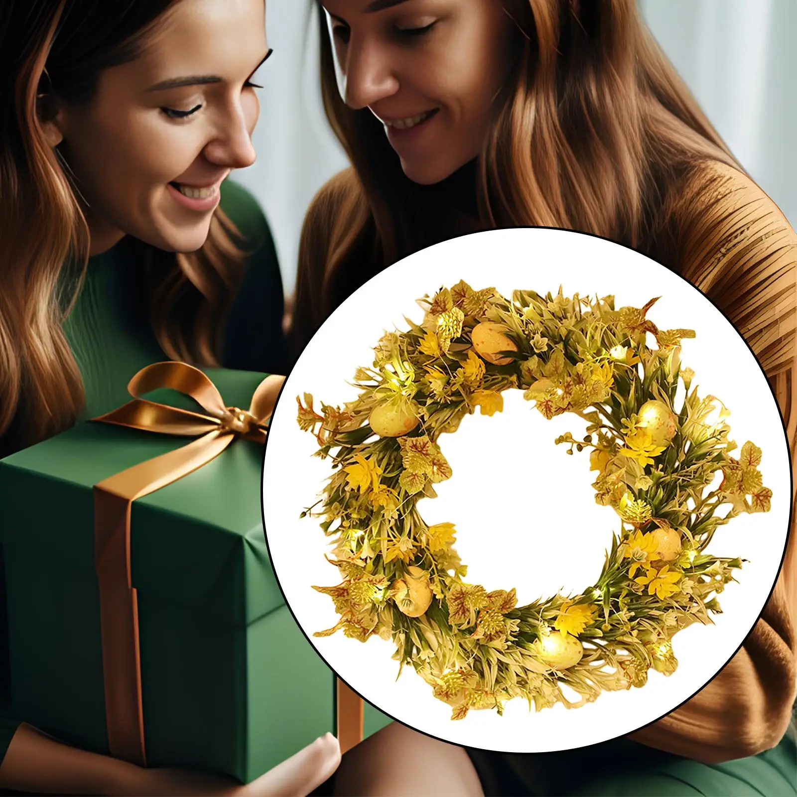 Пасхальный венок с яйцами входная дверь фотоэлементами 40 см подвесной дверной