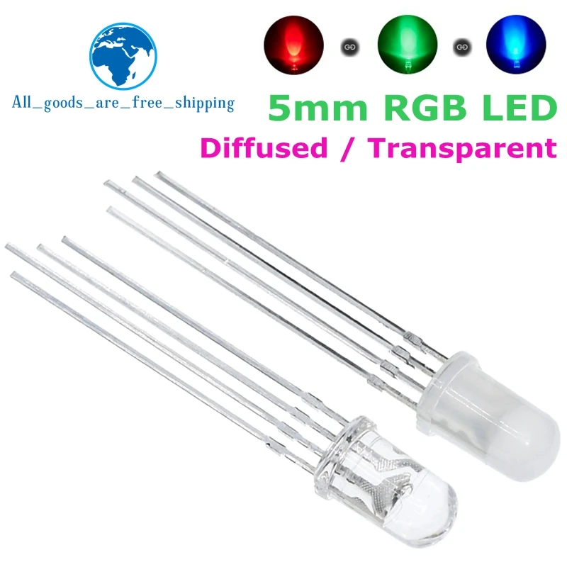 10 шт., 5 мм RGB светодиодный общий катод/общий анод, трехцветные излучающие диоды f5 RGB, диффузор/прозрачная подсветка для arduino
