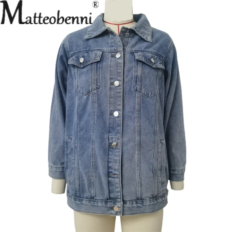 Винтажная джинсовая куртка для женщин Осень-зима свободный однобортный Кардиган