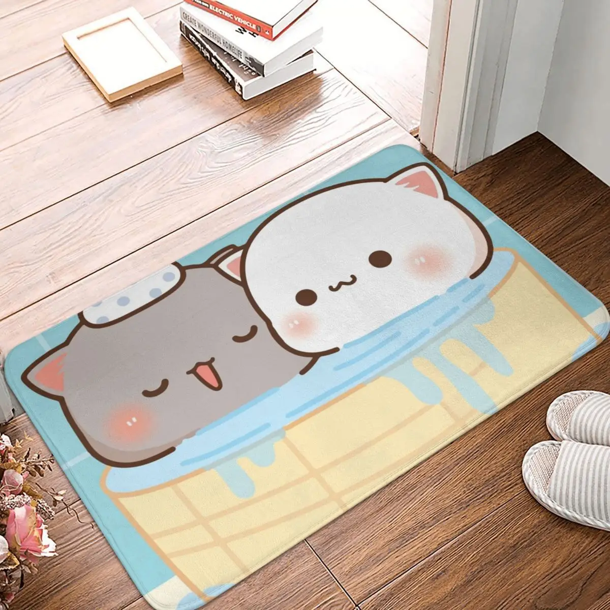 

Персиковый и Гома мочи, полиэстеровый коврик для купания, коврик для ног, нескользящий абсорбирующий коврик для кухни, спальни, балкона