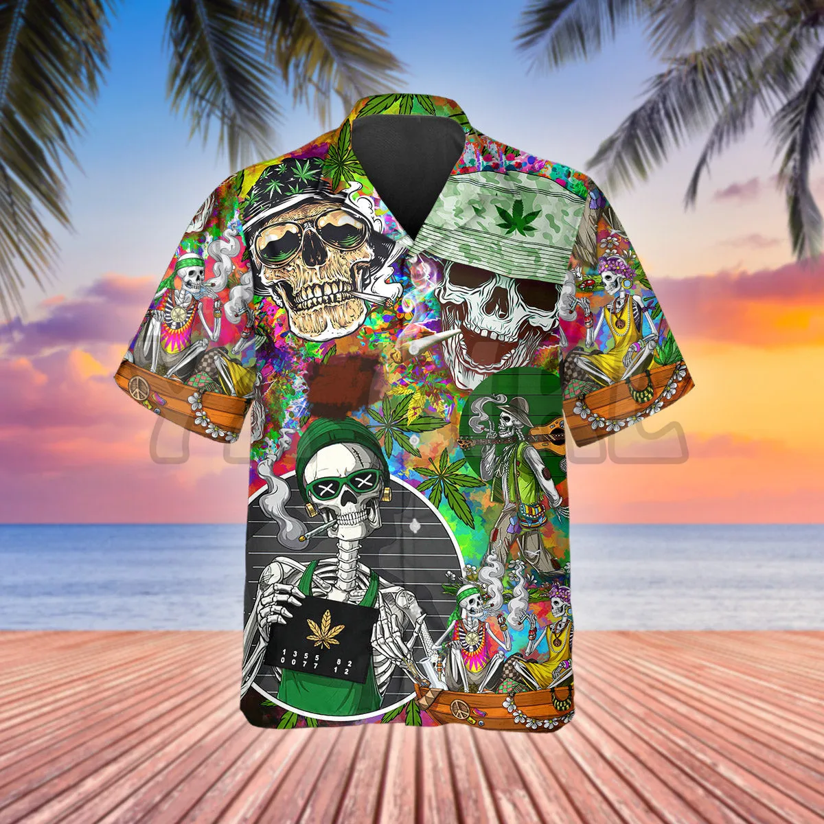 Summer Sugar Skull 3D All Over Printed Hawaiian Shirt Men's For Women's Harajuku Casual Shirt Unisex