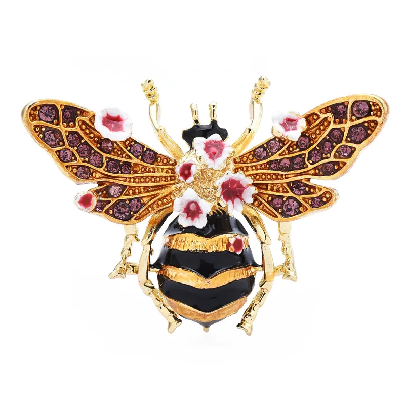 

Wuli&baby Big Enamel Bee Brooches For Women Men 3-color Flower Insects Party Causal Brooch Pin Gifts