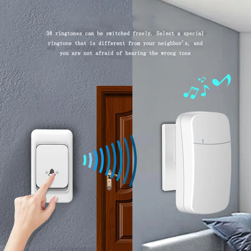 

Wireless Household Ultra-remote Electronic Remote Control Digital Dingdong Doorling Children and Elderly Wireless Pager Doorbell
