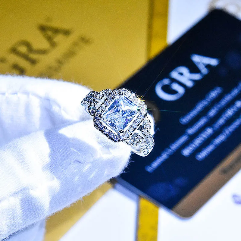 Kuaishou живая трансляция взрывоопасная Мода роскошная микро-инкрустированная Яркий Циркон Принцесса обручальное кольцо с камнем женские ювелирные изделия