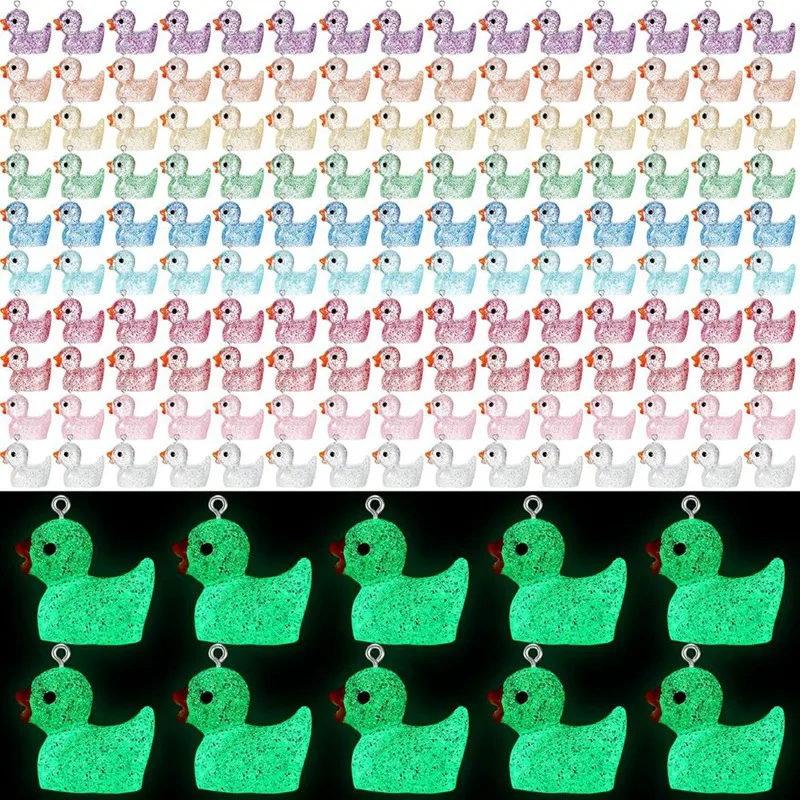 

Luminous Mini Resin Duck Charms Little Ducks Glow In The Dark Beads Miniature Ducks DIY Chain Pendant Ornament Easy Install
