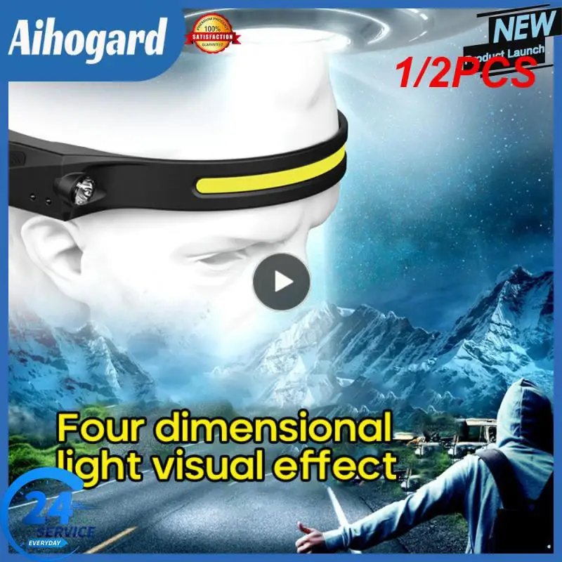 

1/2PCS Induction Headlamp Camping Search Light USB Rechargeable Headlight Led Head Torch Work Light With Built-in Battery