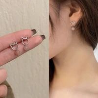 temperament new girls pink drop earrings cat cute korean fashion statement earrings luxury jewelry