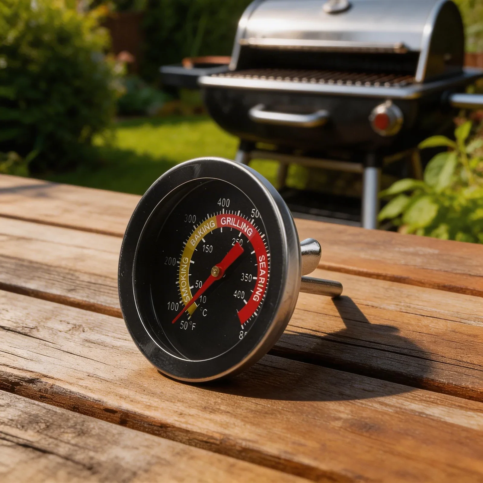 Фото Термометр для барбекю из нержавеющей стали с большим дисплеем 52 мм, конструкция из нержавеющей стали, крепление с резьбой M8*14.5 мм №2