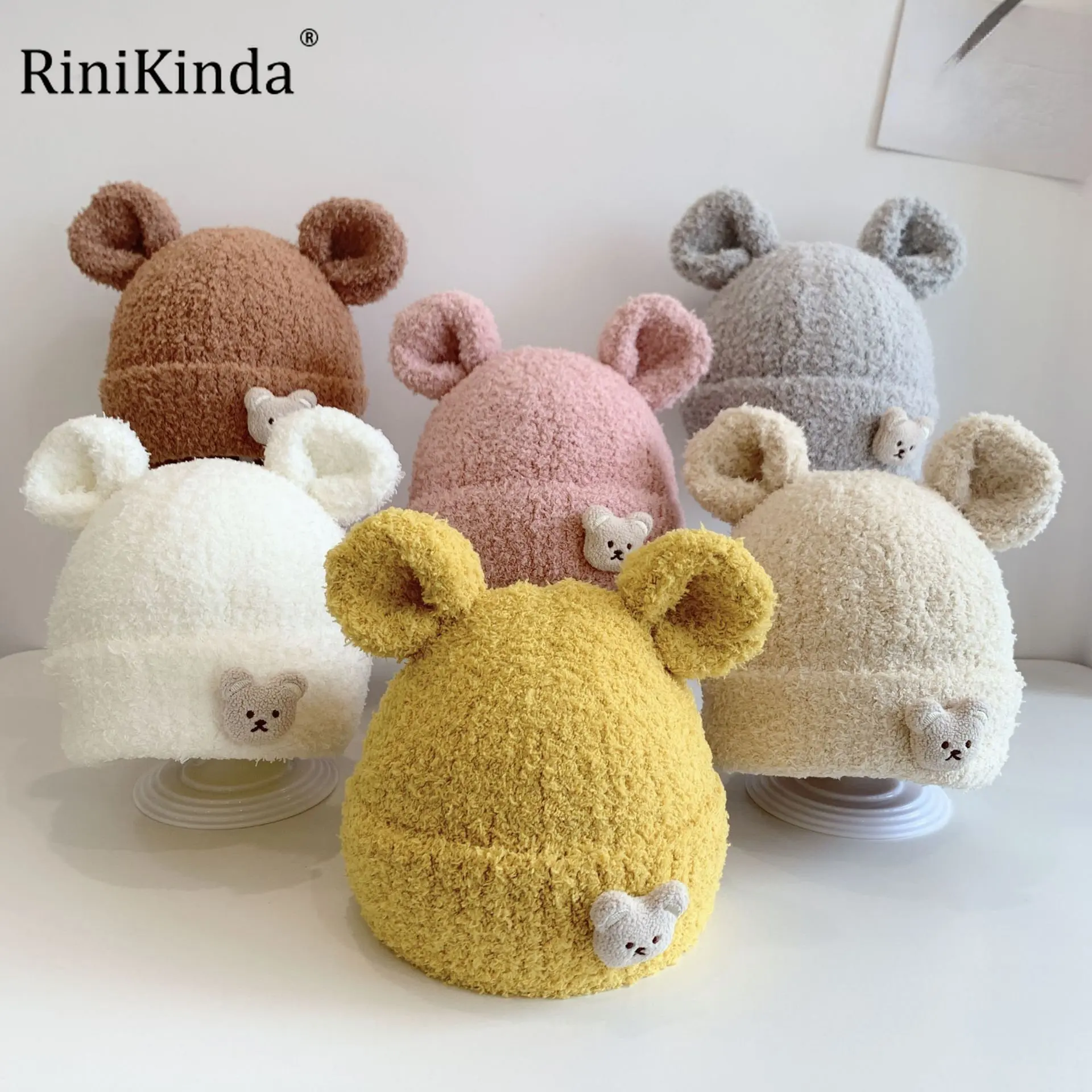 

RiniKinda Boys Girls Winter Hat Baby Lambs Wool Hat Ear Cap Scarf Set Toddler Boys Cap Scarf Infant Accessories 2PCS