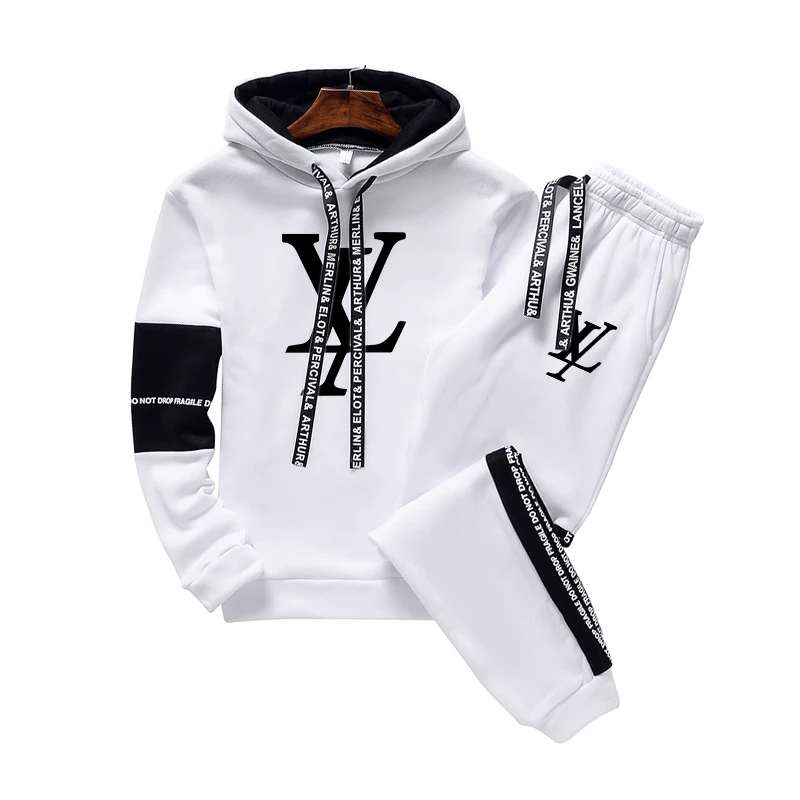 

Men's Tracksuit Casual Long Sleeve Oversize Hoodie Letter Print Sweater Tops and Sweatpant Tracksuits Streetwear Outfit
