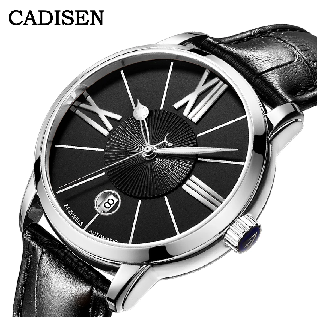 

CADISEN 2023 Watch Men Japan NH35A Movement Sapphire Watches Automatic Mechanical Luminous Genuine Leather Strap Mens Wristwatch