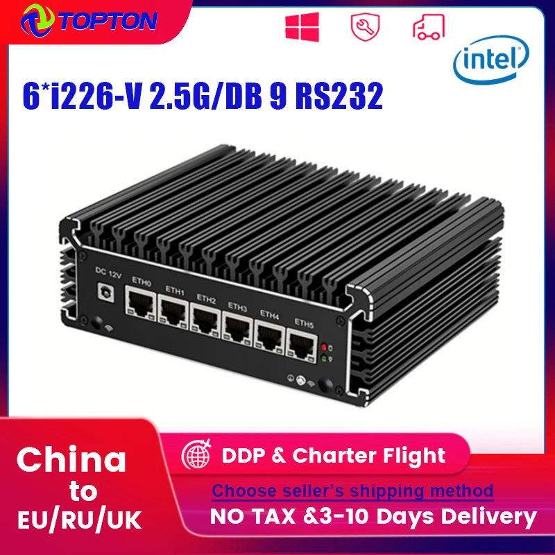 

Topton 6x Intel i226-V LAN 2500M Celeron N5105, мягкий мини-роутер, ПК 2 * DDR4 NVMe SSD без вентилятора RS232 COM ESXi Proxmox OPNsense