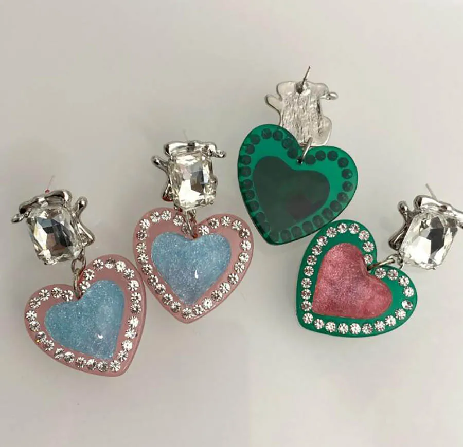 

unique hit color love earrings acrylic jelly cute heart-shaped peach heart sweet girl earrings summer lovely fashion jewelry