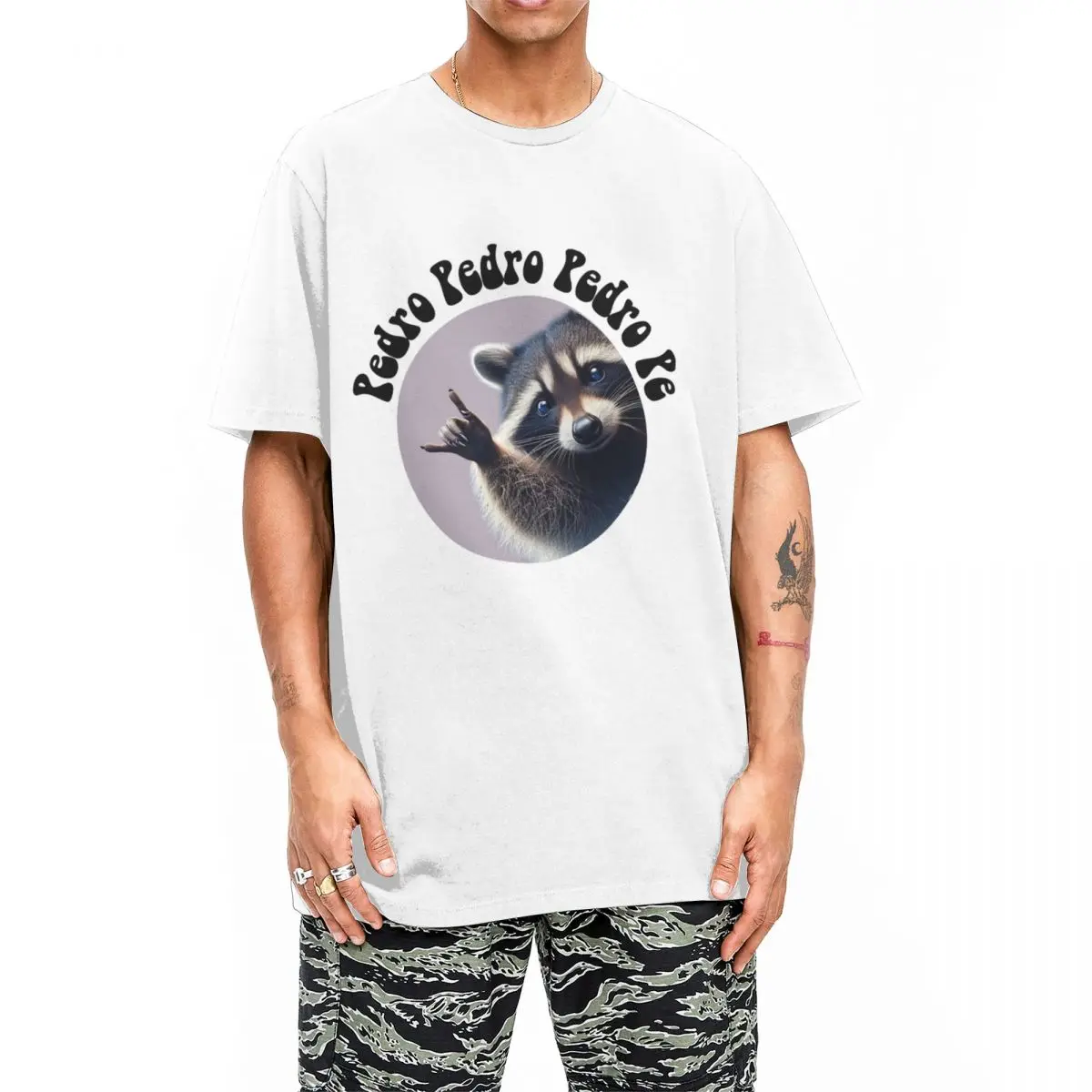 Футболка мужская с принтом Педро ПЭ енота 100 хлопок на день рождения