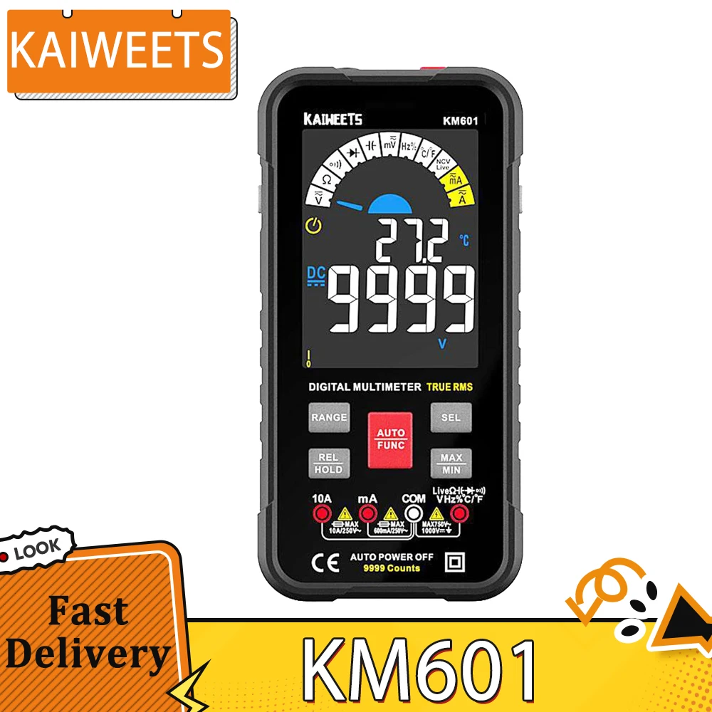 Цифровой мультиметр KAIWEETS KM601 10000 отсчетов измеритель True-RMS умный режим ручной