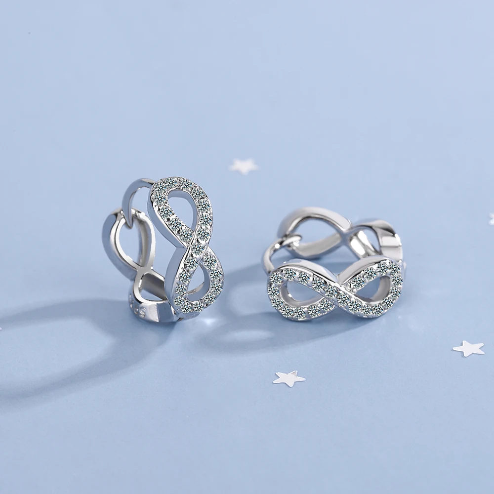 Стерлингового серебра 925 пробы бесконечная любовь бесконечные пряжки для ушей