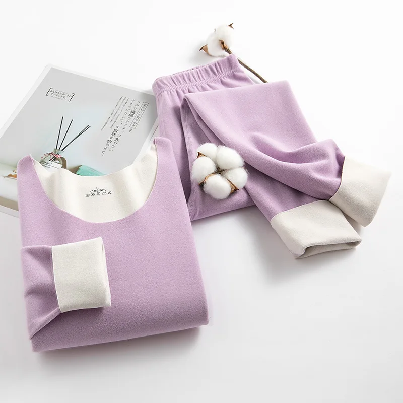Women's Thermal Underwear Winter Warm Long Johns Set Thermo Clothing Ladies Pajamas Seamless Double-sided Fleece Warm Lingerie