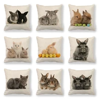 rabbit decorative pillows cushion covers easter bunny pattern linen pillowcase anime sofa 45x45 christmas cute animal chair