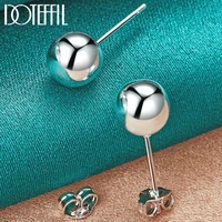 doteffil 925 sterling silver 8mm round smooth solid bead ball stud earrings for women wedding engagement party jewelry