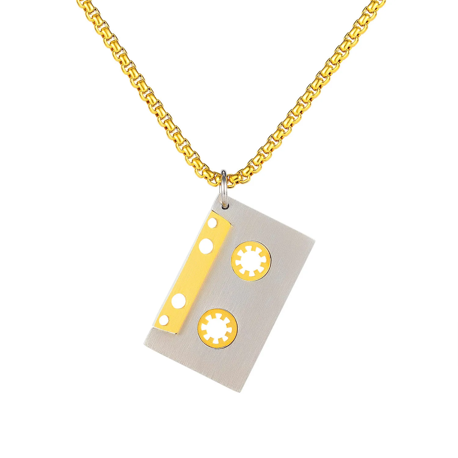 

Men's Titanium Steel Necklaces Classic Vintage Tape Pendant