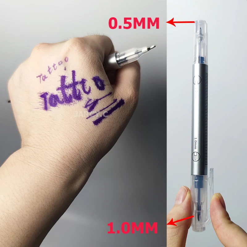 

Tattoo Skin Marker Piercing Marking Pen Tattoo Skin Marker Pen Microblading Double Heads Point Marking 1mm 0.5mm Permanent Mak