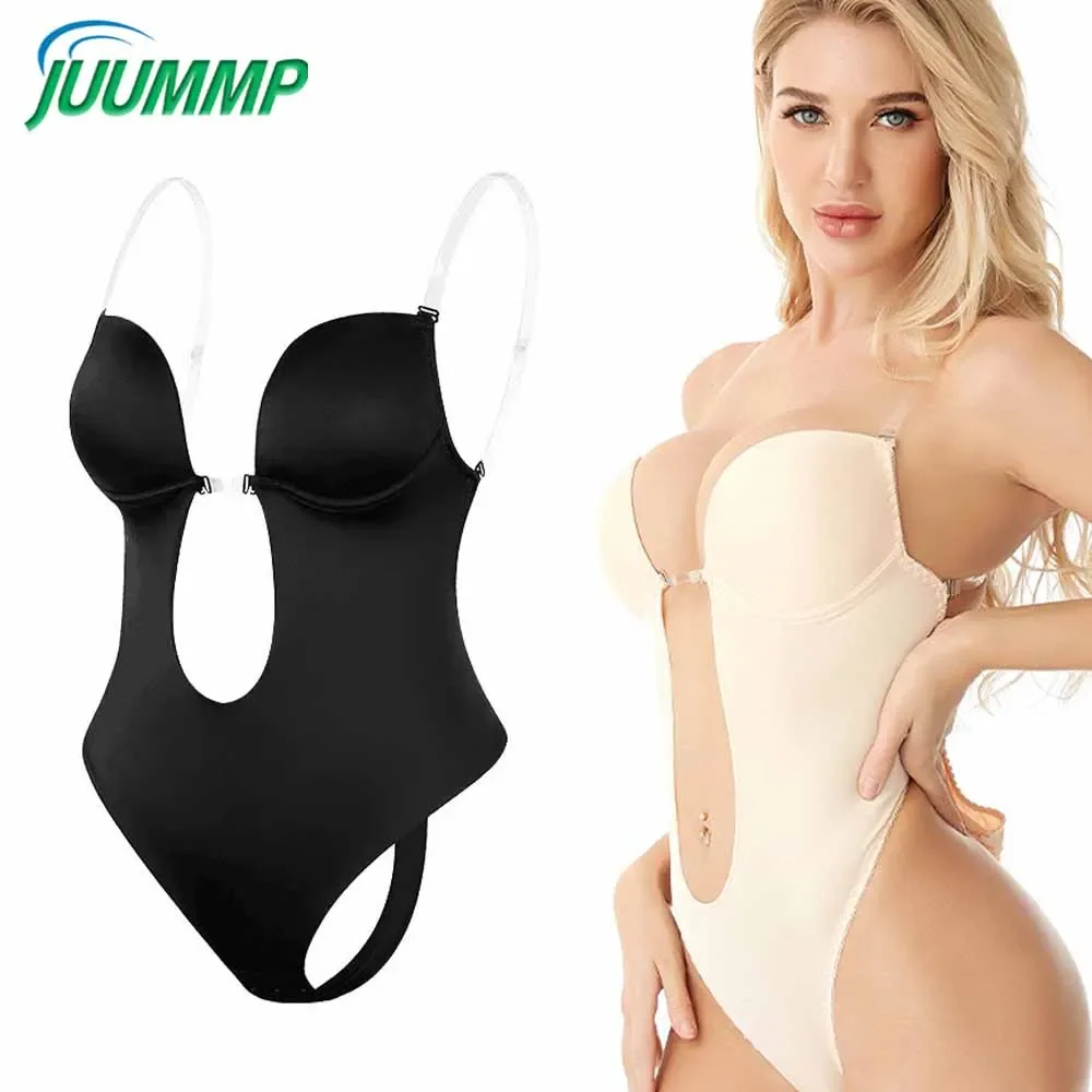 

1 шт., женское Бесшовное Боди без бретелек, с глубоким V-образным вырезом