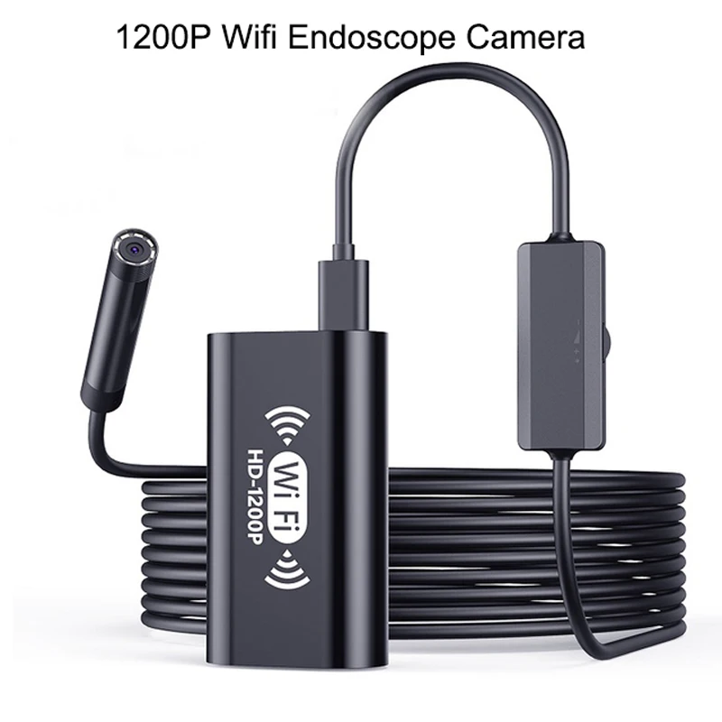 

HD 1200P Wifi Endoscope Camera 8mm Len 8 LED 10M Soft Wire Waterproof USB Pipeline Car Inspection Borescope For IOS Android PC