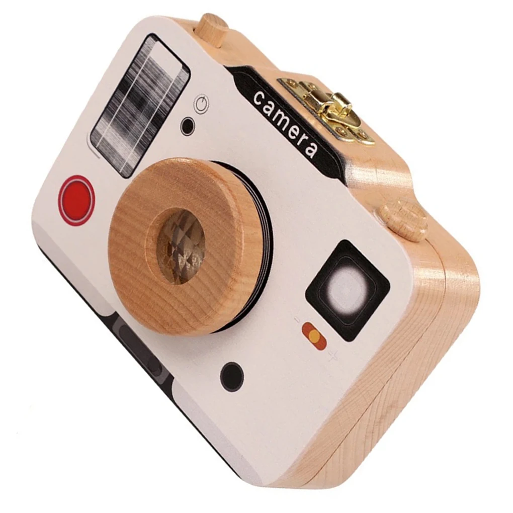 

Baby Tooth Storage Box Camera Shape Kid Keepsake Organizer Wooden Portable Lanugo Hair Case