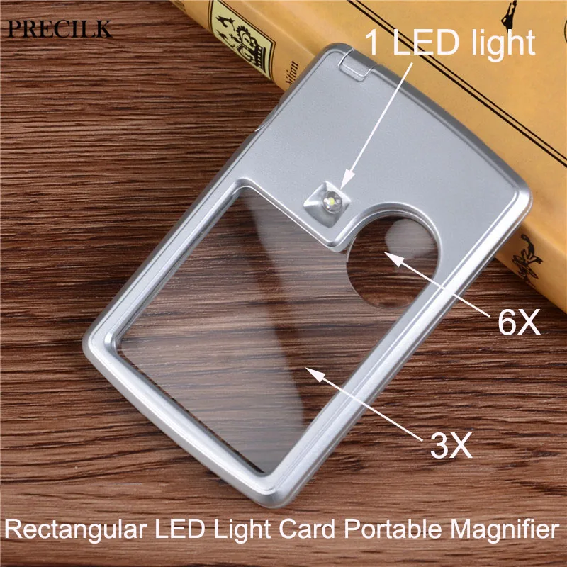 

3X 6X Rectangular LED Light Card Magnifiers Portable Resin Optical Lens Sub-Mother Mirror Loupe Magnifying Glass