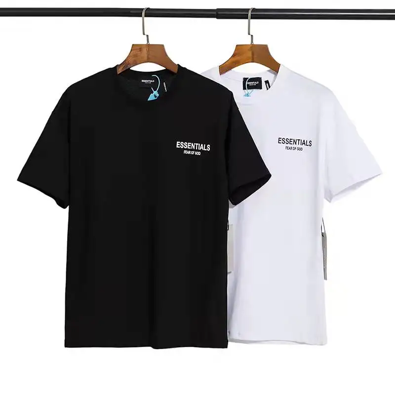 

Summer New Fashion Double Line Essentials Must-Have Couple Loose Tide Brand Cotton Round Neck Cleansing T-Shirt 880#