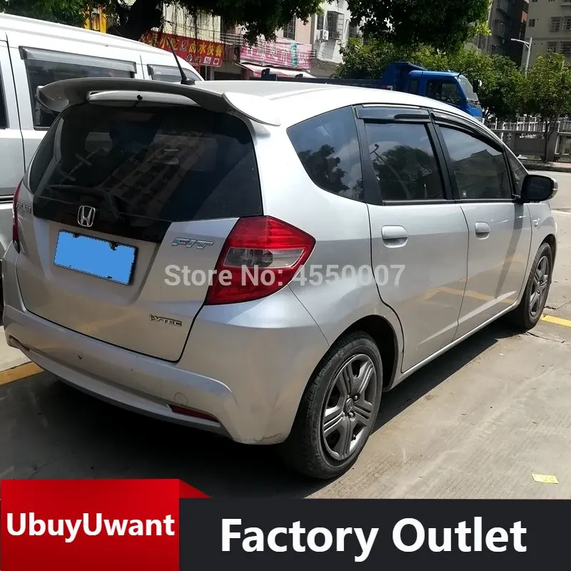 For Honda Fit Jazz Black Spoiler 2008 2009 2010 2011 2012 2013 ABS Plastic Rear Trunk Roof Spoiler Wing Decoration Car Styling