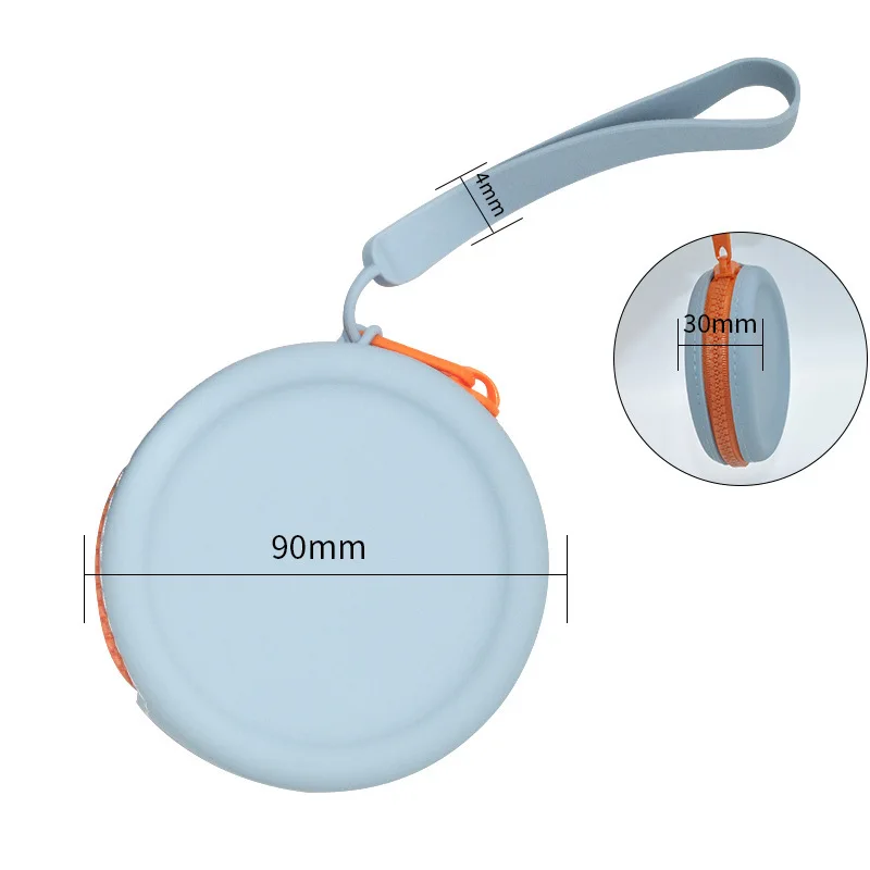 Round Silicone Coin Purse Bag Adult Kids Zipper Silicone Key Wallet Headphone Bag Mini Silicone Storage Bag