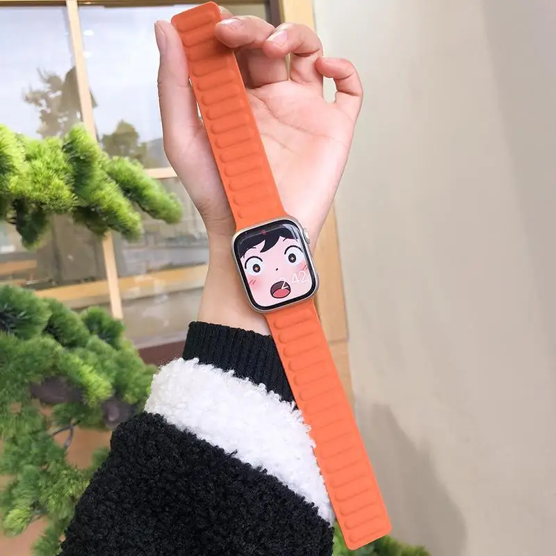 Leather Strap For Apple Watch Band 49mm 45mm 44mm 40mm 41mm 42mm Magnetic Loop Link bracelet for iWatch series 8 Ultra 7 6 5 se