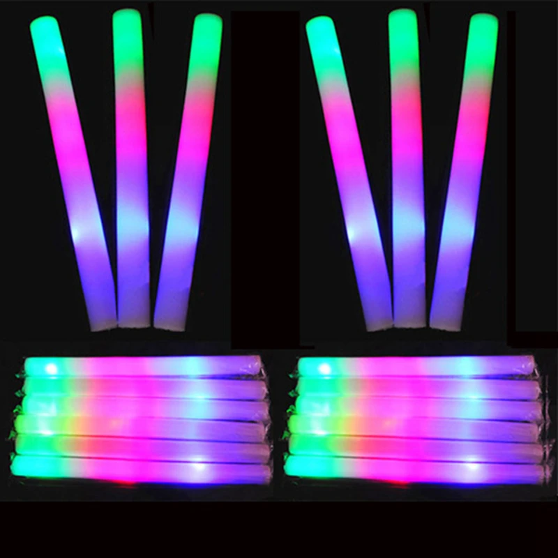 Zerolife 12/30/50Pcs/Lot Glow Sticks Bulk Colorful LED Foam Stick Glow Stick Cheer Tube RGB LED Glow in the Dark Light for Party
