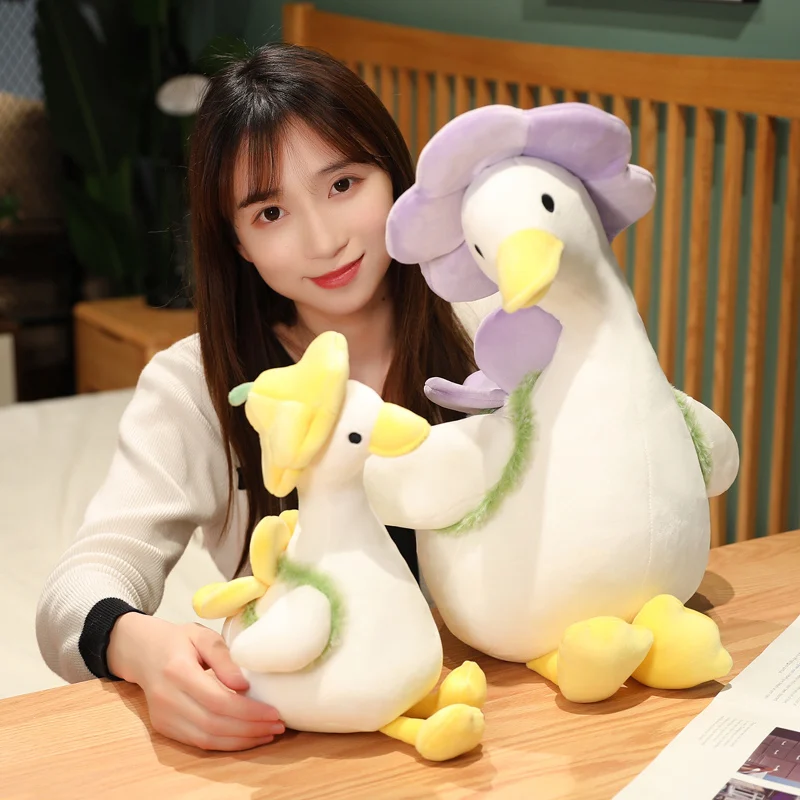 

35-55cm Kawaii Flower Duck Plush Toy Stuffed Animal Soft Plushie Cute Dressed Duck Appease Doll Toys for Kids Girls Gift Decor