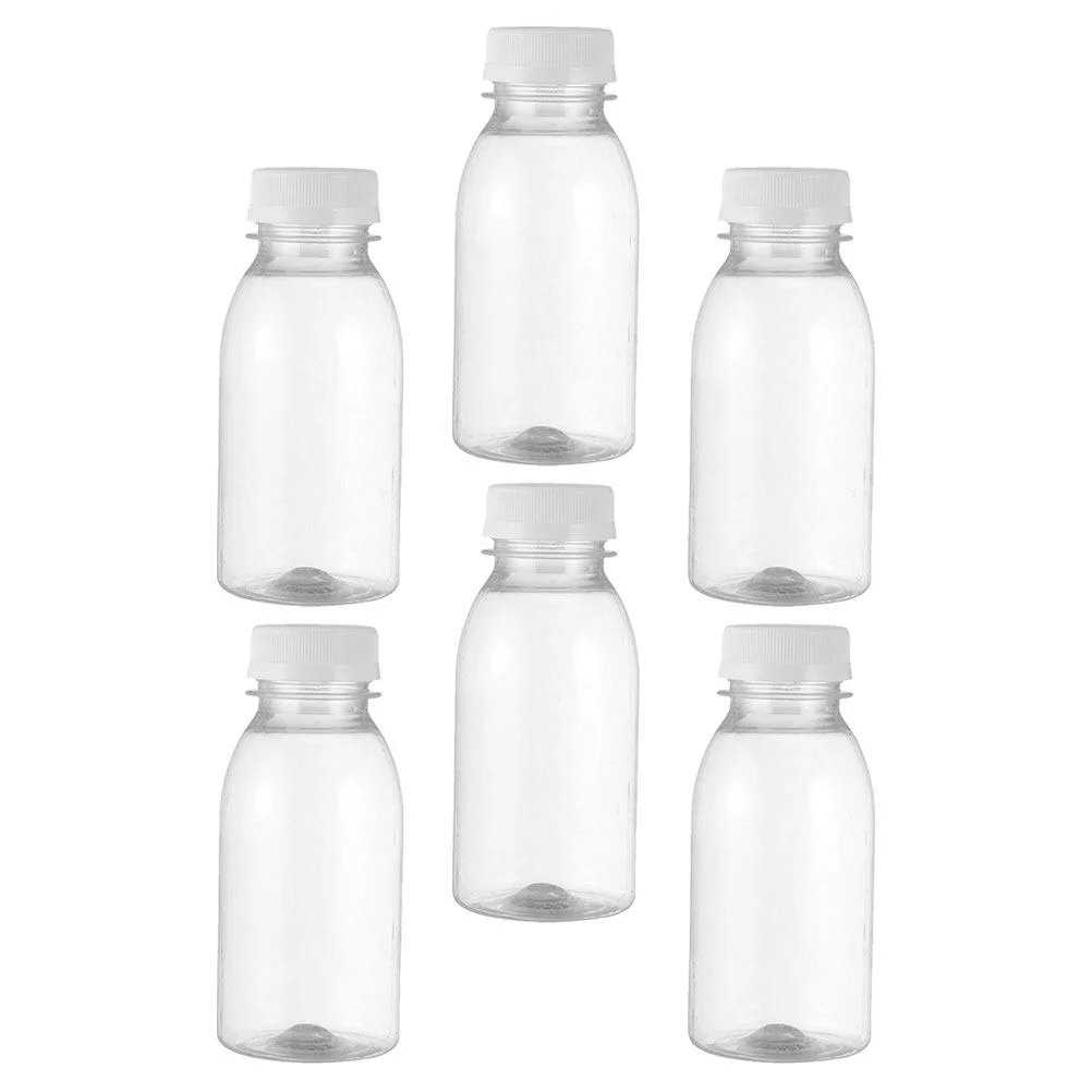 

6pcs Milk Bottles Reusable Bottles Plastic Water Bottles Beverage Juice Packing Bottles