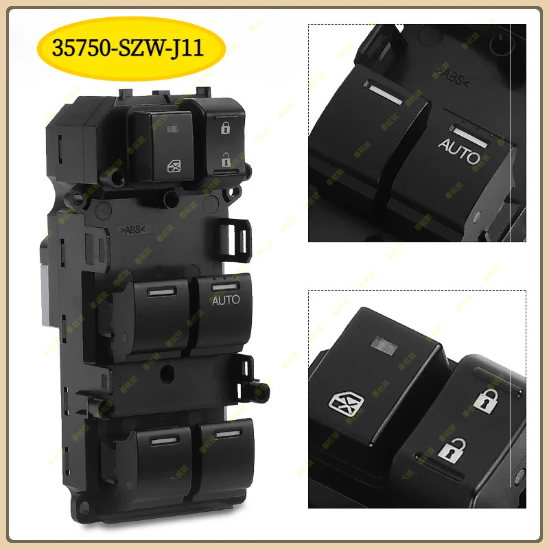 

35750-SZW-J11 Автомобильный правый главный переключатель стеклоподъемника со стороны водителя и правым рулем для Honda Accord 2008-2011