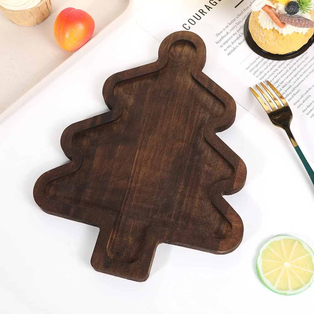 Wood Christmas Tray Tree Charcuterie Board Xmas Dessert Candy Dish Cheese Appetizer Boards