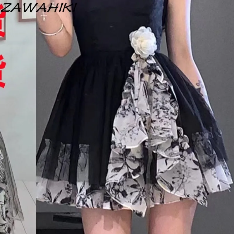 Платье ZAWAHIKI для женщин в стиле пэчворк контрастного цвета летнее платье Y2K